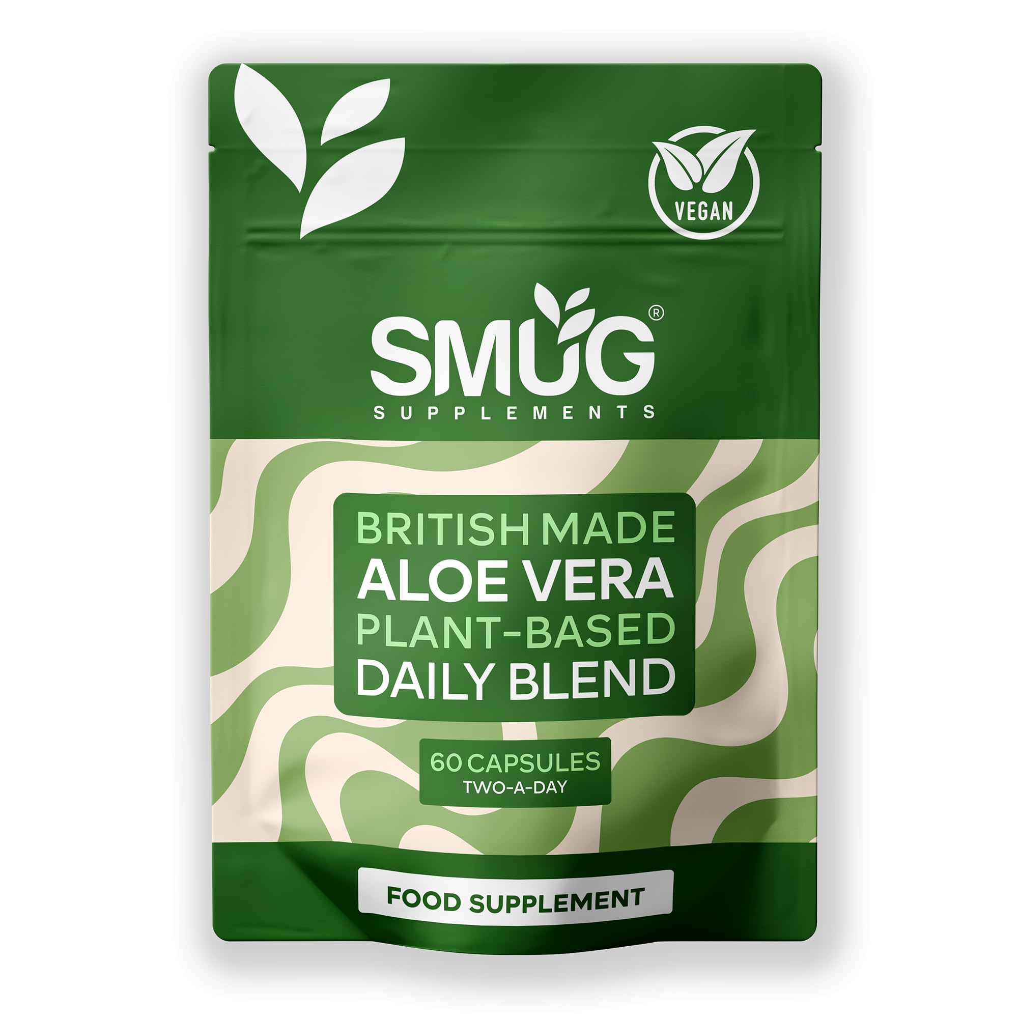 Aloe Vera Extract - 60 Capsules – Two a Day – Plant Based Supplement – 30 Day Supply – Made in Britain – SMUG Supplements