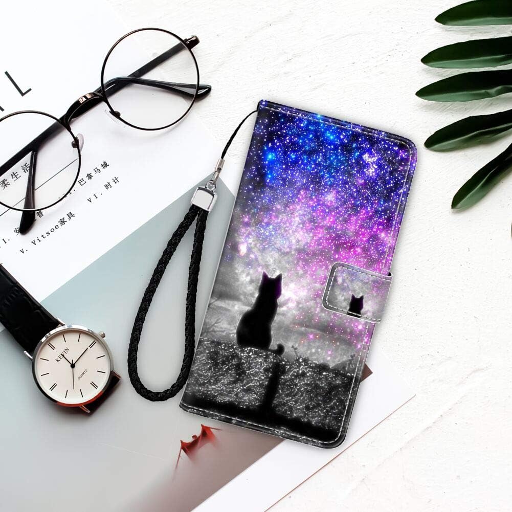 Wallet Case Fit for Galaxy Note 10 (6.3") Starry Sky cat Faddish