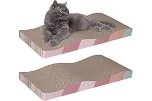 LTDSOAR Cat Scratcher Cardboard,2 PCS 17" X 8.5" Cat Scratch Pad Reversible Scratcher Texture Curved Wave Design Durable Cat 