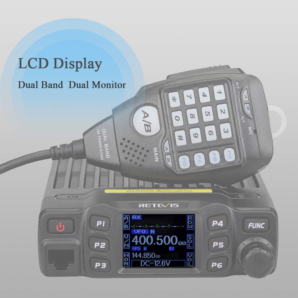 Retevis RT95 Ham Radio Transceiver,Dual Band Transceiver,Rotatable LCD Dual Display, 200 Channels, 5W/ 15W/ 25W - Image 4