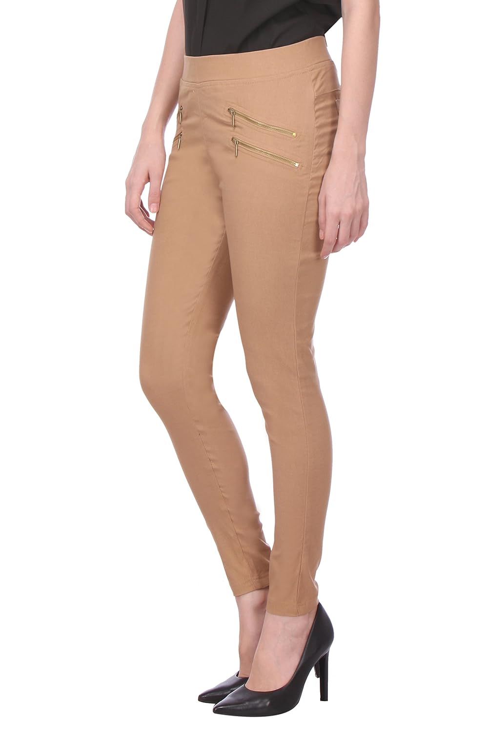 deewa cotton solid jeggings for women (pack of 2)