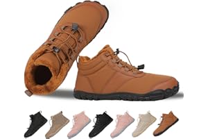 MOCHINI Snow Boots Mens Womens Winter Footwear Barefoot Shoes Warm Fur Lined Ankle Booties Hiking Trekking Trail Climbing Shoes Lace Up Anti-Slip Waterproof Hiking Boots, Wide Walking Shoes