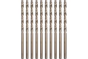 3/16" M35 Cobalt HSS Jobber Length Twist Drill Bit Set, 10 PCS Heavy Duty Bits with Straight Shank, Ideal for Drilling Cast I