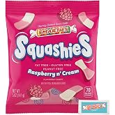 Smarties Squashies Foam Gummy Candies &amp; Smarties Sample Packet Variety-Pack - Raspberry &amp; Cream Flavored - Allergen Free, Peanut Free &amp; Gluten Free Candy - Soft &amp; Chewy Squashies Candies for Parties &amp; Birthdays - 5 oz Bag (Pack of 1)