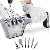 longzon [4 Stage] Knife Sharpener, Original Premium Polish Blades,4-in-1 Best Kitchen Knife Sharpener Really Works for Steel 
