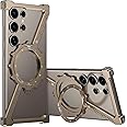 QANXGOG Z-Shape Metal Case for Samsung Galaxy S22 Ultra, Compatible with Magsafe Shockproof Frameless Case with 360° Rotating Stand, Lightweight