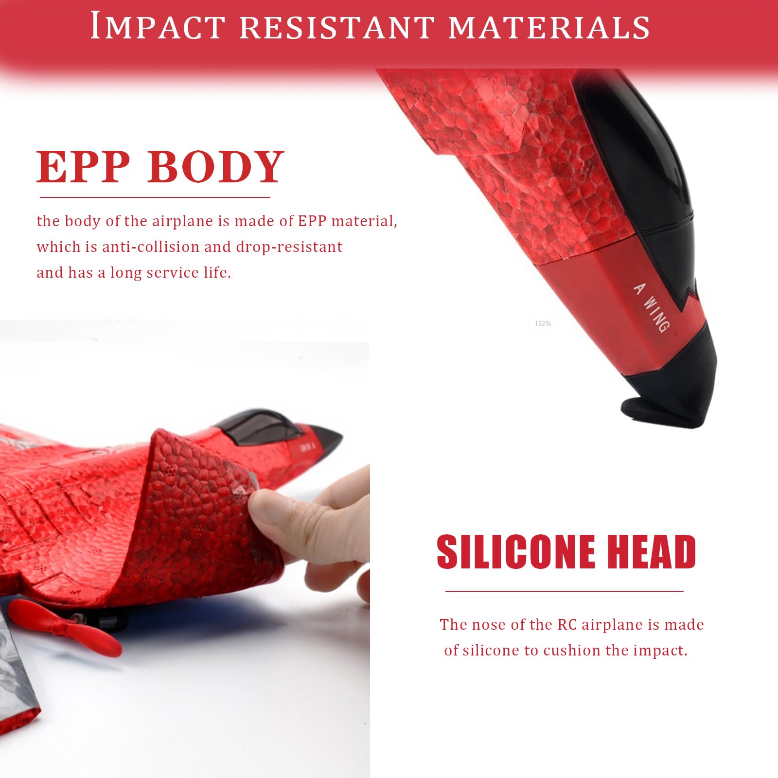 crohorizon RC Plane Flighter Jet Toys for Teen Adult,2 CH Foam Remote Control Airplane for Age Over 14 Years and up,F35 Gravity Gliders Aircraft with 3 Batteries for Beginner Red