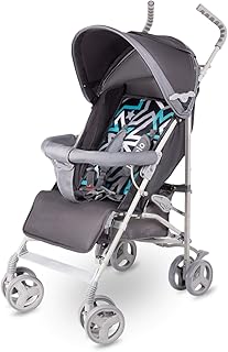 Lionelo Elia Buggy klein zusammenklappbar Kinderwagen, ab 6 Monaten bis 15 kg belastbar, Moskitonetz, Fußdecke, Regenschutz (Grau)