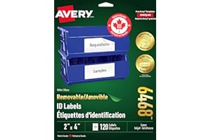 Avery White Multipurpose Labels Removable, 2" x 4", White, Rectangle, 120 Labels, Removable (6468), Made in Canada