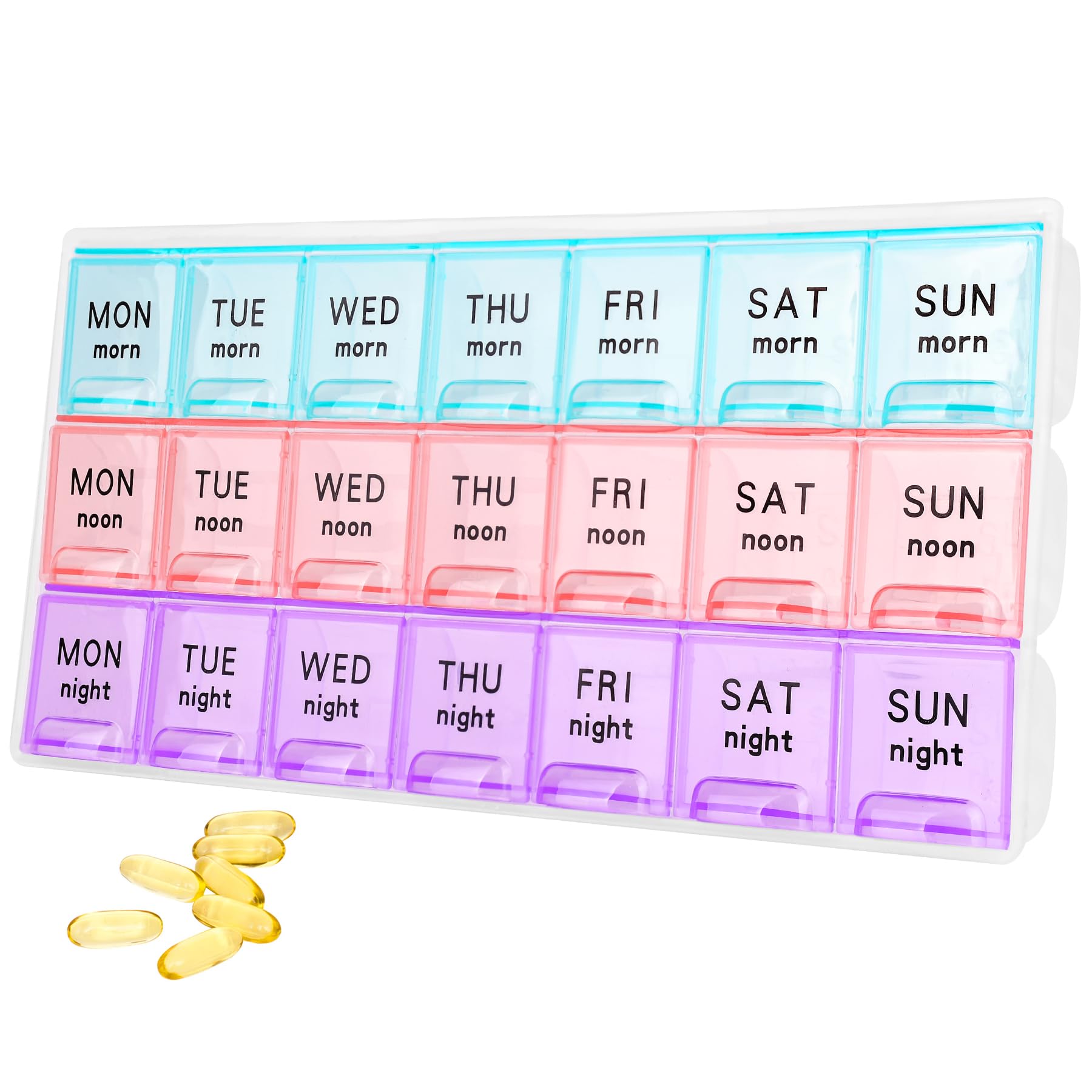 Photo 1 of Large Weekly Pill Organizer 3 Times A Day,Travel Pill Cases ?Moisture-Proof 7 Day Pill Contaner,Medicine Pill Organizer, Portable for Pills Vitamin Fish Oil Supplements