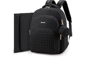 LOVEVOOK Diaper Bag Backpack, Baby Bag with Changing Pad for Mom Dad, Large Waterproof Mommy Bag with Stroller Buckles, Travel Essential with Pacifier Case & Insulated Bottle Pockets, Black