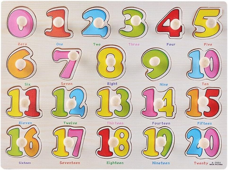 MengTing Wooden Learning Number Puzzle Board for Child