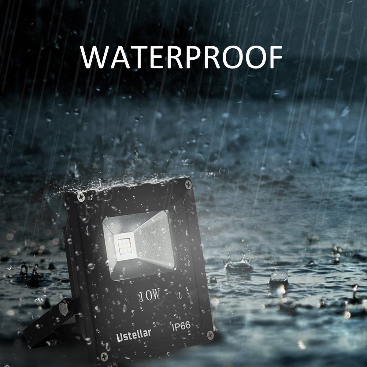 Ustellar 10W Outdoor LED Flood Lights, IP66 Waterproof, 760 Lumen Super Bright Floodlight, Equivalent 100W Halgen Bulb, 6000K Daylight White Security Lights