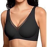 LetsJoli Deep V Wireless Jelly Bras for Women No Underwire Seamless Push Up Comfortable Tshirt Bralettes Everyday Bra