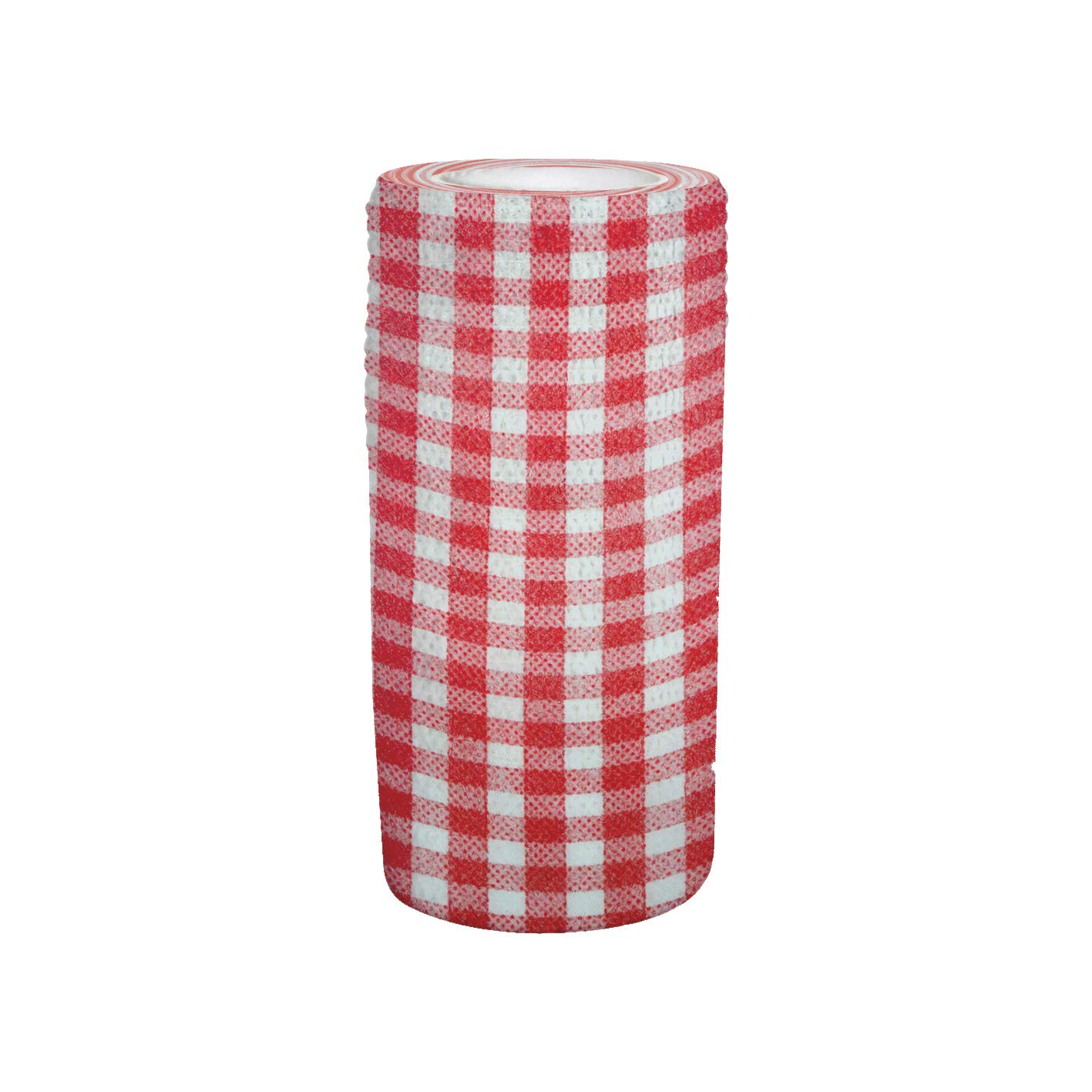 Perry Equestrian Cohesive Bandage - Equine Horse Pet Vet Wrap - 10cm x 4.5m (Red Check)