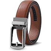 AWAYTR Boys Ratchet Belt for Kids - Black and Brown Leather Belts for Dress Pants Uniform Jeans