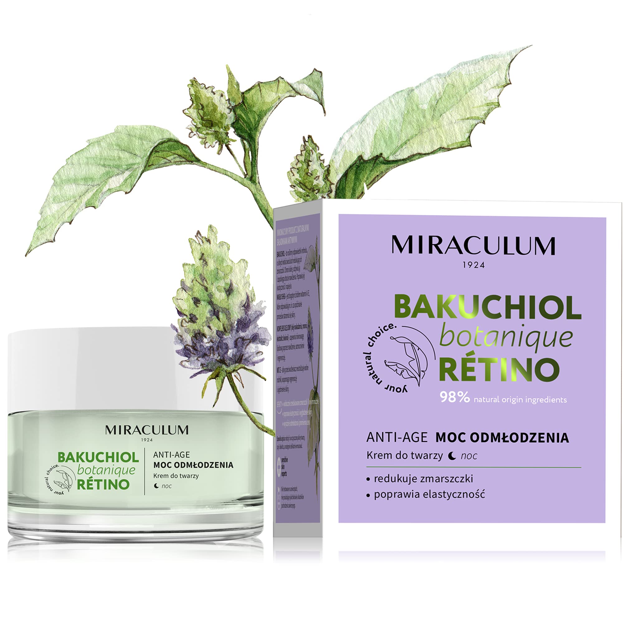 MIRACULUM 1924 Bakuchiol Anti-Aging Rejuvenating Night Cream – Vitamin E Cream for Face – Rejuvenating Night Face Cream – Wrinkle Night Cream with Vitamin A – Anti-Aging Cream with Shea Butter - 50 ml