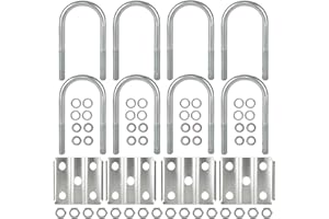 2 Sets Trailer U Bolt Kit for 3500 lbs, 2-3/8" Round Axle, 6-1/4" Long, 1/2” Diameter, 2.3" Thread Pitch, Trailer Axle U-Bolt