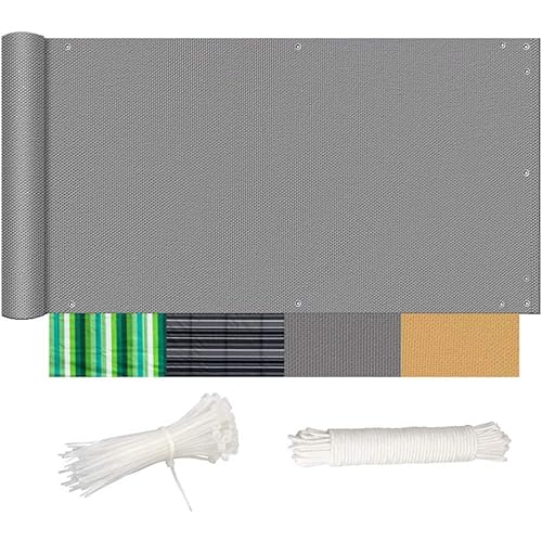 Balcony Privacy Screen，2ftx23ft Opaque 100% protection of privacy UV Protection Weatherproof Polyester for Balcony, Backyard, Patio, Porch, Garden-Include Cable Ties, Ropes (Supports Custom Size)
