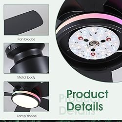 Ceiling Fans with RGB Lights and Remote/APP