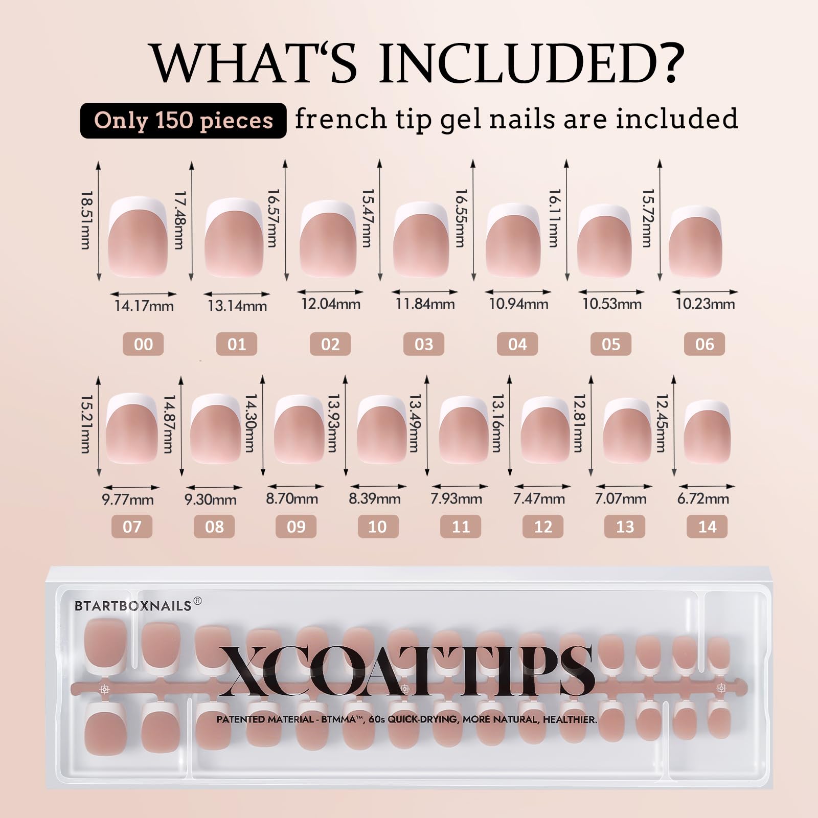 BTArtboxnails French Gel Nail Tips - XCOATTIPS Brown Extra Short Square French Tip Press on Nails, No Need to File Fake Nails Nail Art DIY - Image 6