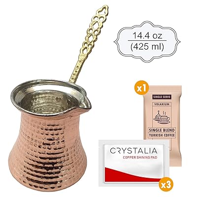 Turkish Coffee Pot, Greek Arabic Coffee Maker, Hammered Copper Coffee Cezve, Copper Pot, Stove Top Coffee Maker, Large 14.4 fl oz Capacity