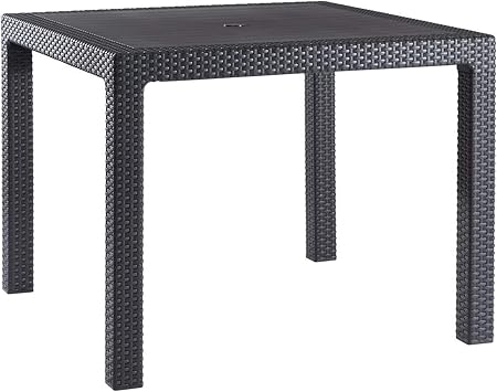 Keter Quartet 4 Seater Rattan Patio Outdoor Garden Furniture Dining Table Graphite Amazon Co Uk Garden Outdoors