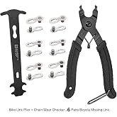 Bike Link Plier + Chain Wear Gauge + 6 Pairs Bicycle Missing Link, Chain Plier Quick Link Plier for 6/7/8/9/10 Speed Chains Repair | Professional Bicycle Chain Tool Kit