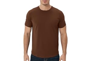 netdraw Men's Ultra Soft Bamboo Viscose T-Shirt Curve Hem Lightweight Cooling Short/Long Sleeve Casual Basic Tee Shirt