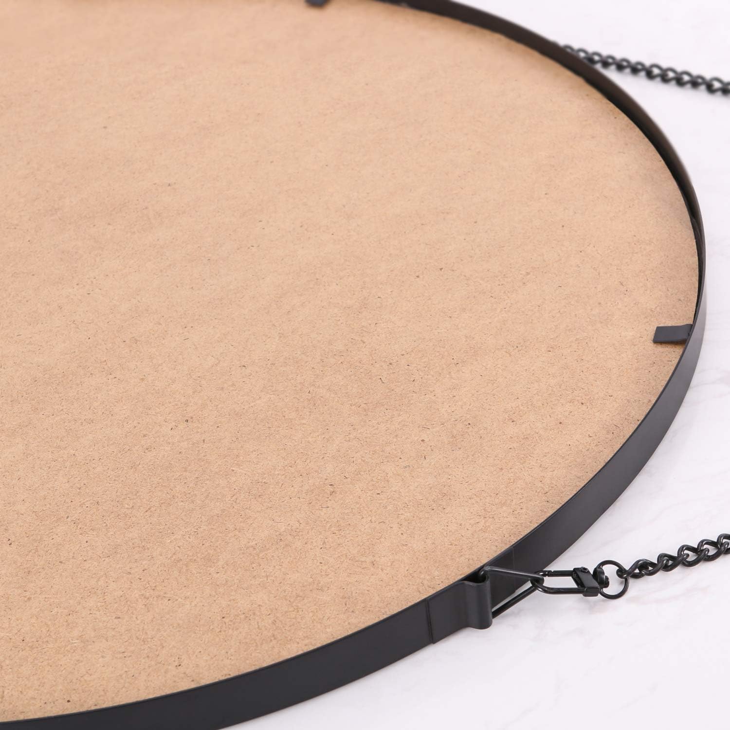 SIMMER STONE Round Wall Mirror, Metal Framed Mirror with Hanging Chain, Decorative Mirror for Bedroom, Living Room and Bathroom, Size 20", Black: Home & Kitchen