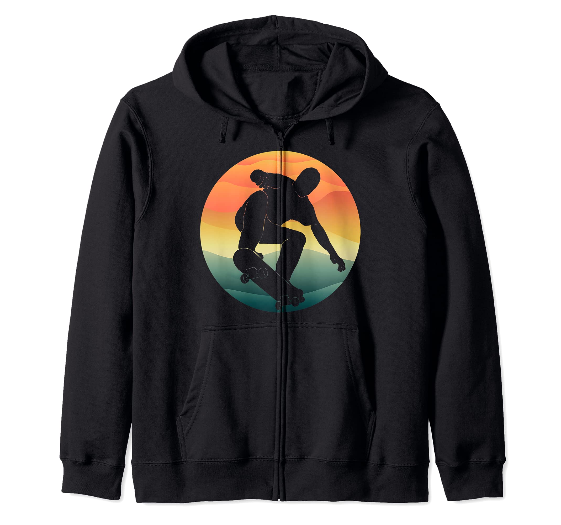 Skateboarding Vintage Retro Skate Lover Funny Skating Zip Hoodie