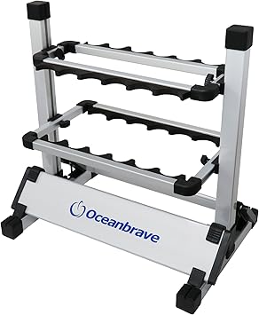 Amazon オーシャンブレイブ コンパクトロッドスタンド 12本用 アウトレット アルミ製 軽い 丈夫 両面に収納可能 省スペース設計 Oceanbrave オーシャンブレイブ ロッドスタンド
