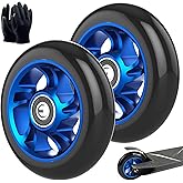 100mm Scooter Wheels for Razor Scooters, Pro Replacement Wheels, 2-Pack | Aluminum alloy rims with bearings; 100 mm scooter replacement wheels for trick, stunt &amp; pro scooters. Durable blue 2-pack.