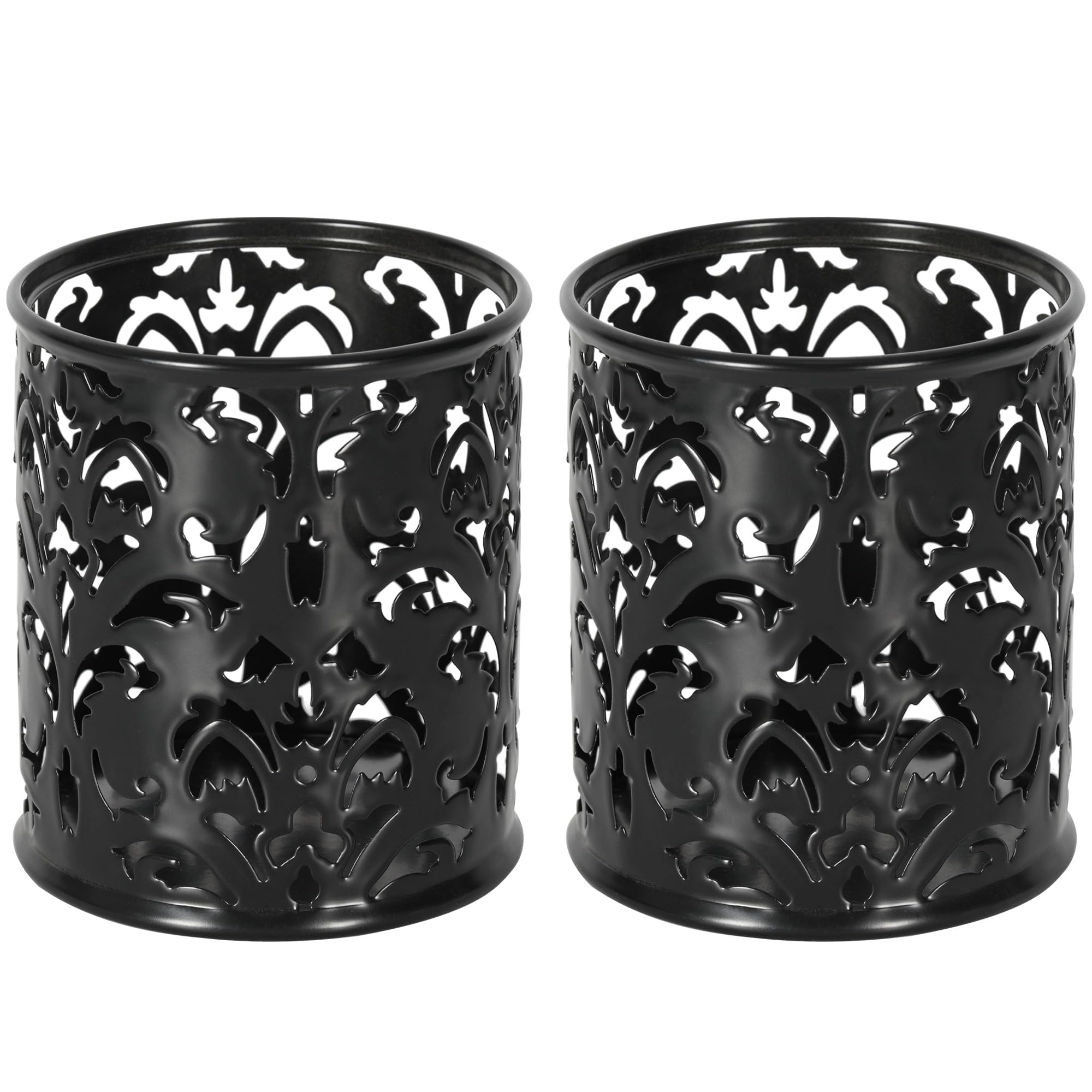 Photo 1 of EasyPAG Metal Round Pencil Holder 2 Pack Black Pen Cup Holders Organizer for Desk