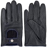 Zjjseloru Mens Genuine Lambskin Leather Driving Gloves Unlined, Touchscreen