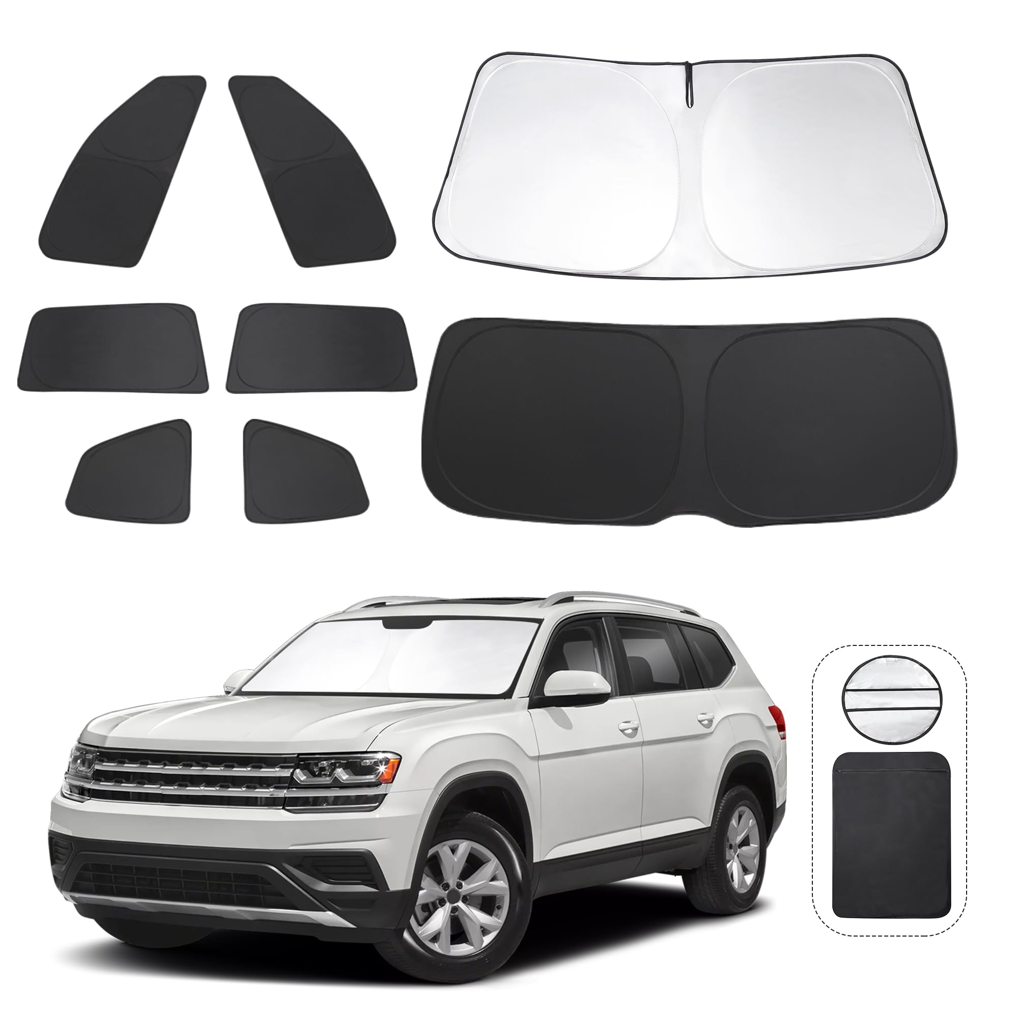 Photo 1 of TINGLU Window Shades for Volkswagen VW Atlas 2018-2024 2025 Accessories Car Side Full Windows Rear Triangular Windshield Sun Shade Sun UV Rays Privacy Protection for Camping,Napping,and Relaxing 8PCS