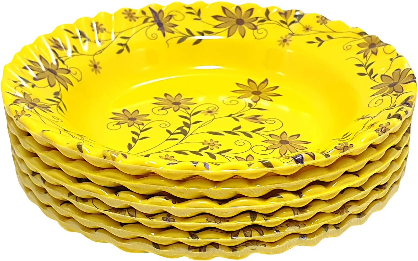 Blueliner International Melamine Serving Plate, 7.5-inch, Multicolour -Set of 6
