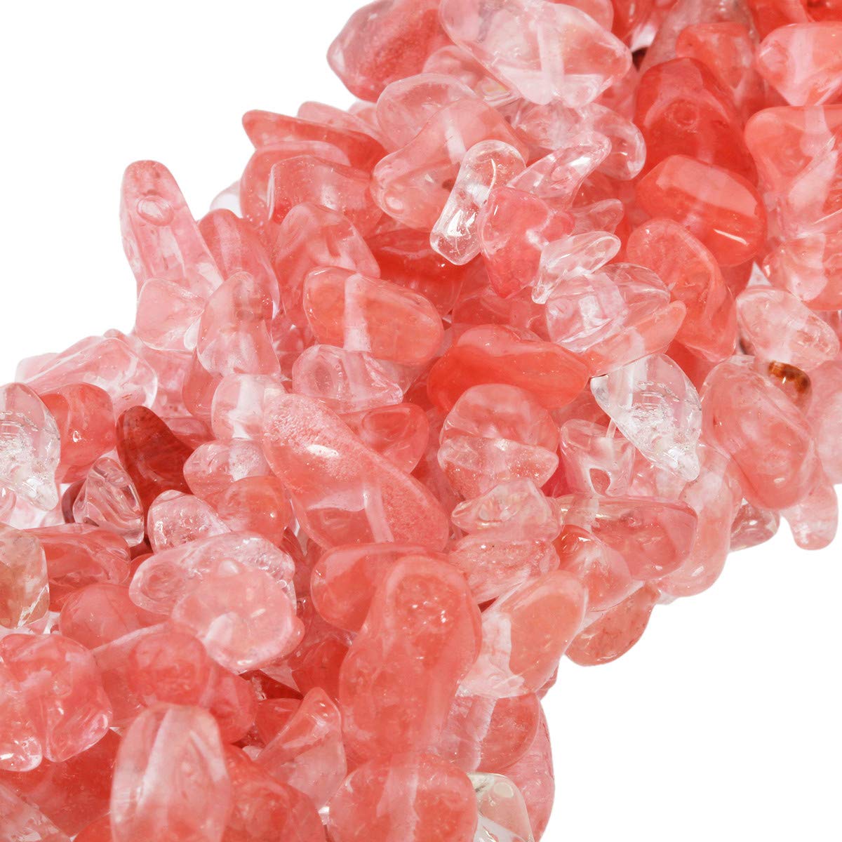KYEYGWO Irregular Tumbled Chip Beads Strands 5-8mm Drilled Semi Precious Stones for Jewellery Making DIY Art Craft 10-Red/Cherry Quartz