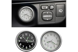 GLSOWEE 2PCS Car Mini Clock, Car Luminous Clock with Adhesive, Car Air Vent Clip Quartz Clocks, Car Dashboard Clocks, Universal Car Watch Accessories for Home Boat Truck SUV Car (Black+White)