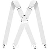 WOXVM Mens Suspenders Adjustable Braces with 4 Strong Metal Clips Elastic X Back Heavy Duty Suspender for Men and Women