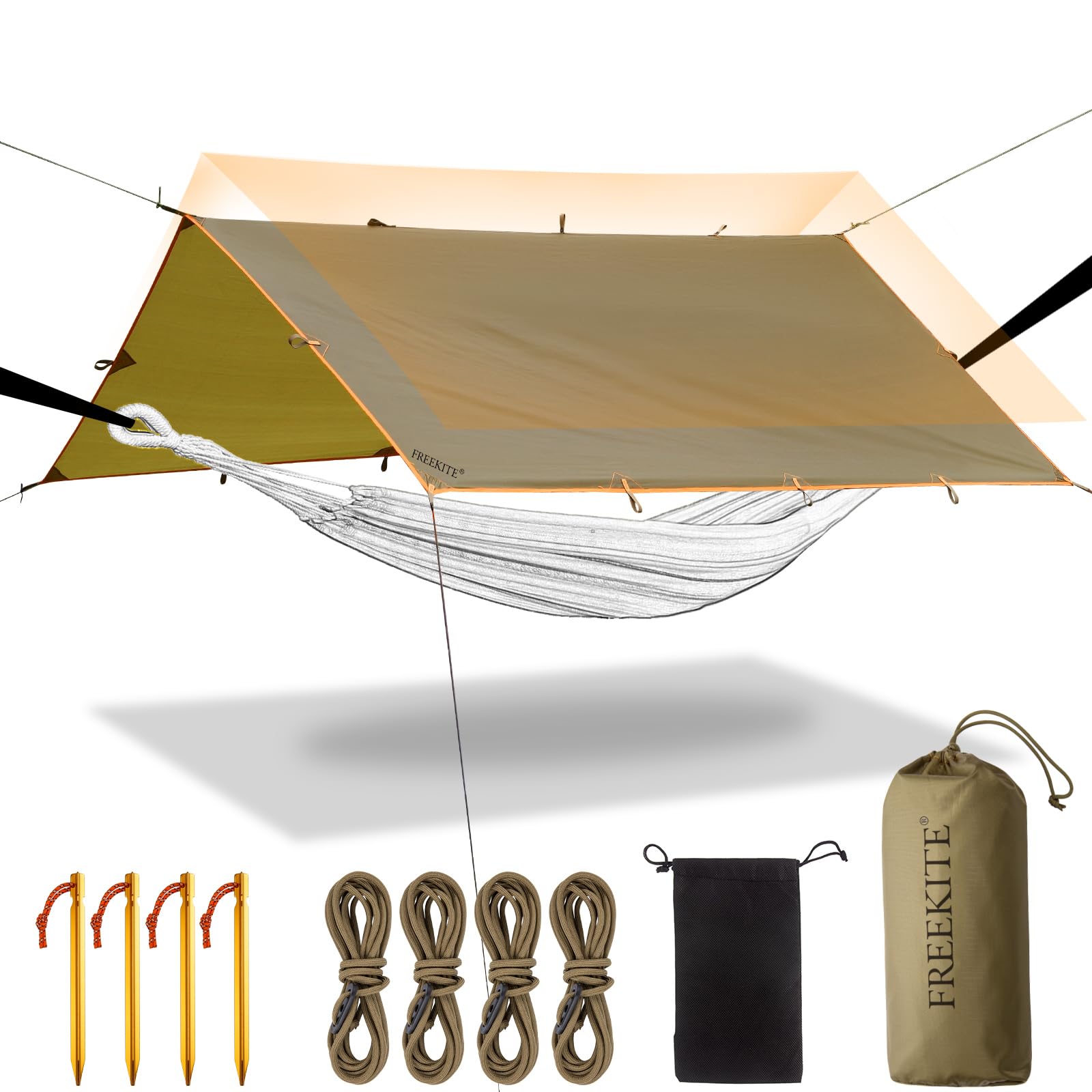 FREE SOLDIER Waterproof Portable Tarp Multifunctional Outdoor Camping Traveling Awning Backpacking Tarp Freekite Shelter Rain Tarp