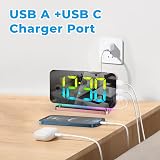 SZELAM 7.4 Inch Digital Alarm Clock Bedside Mirror RGB Night Light USB-C view 6