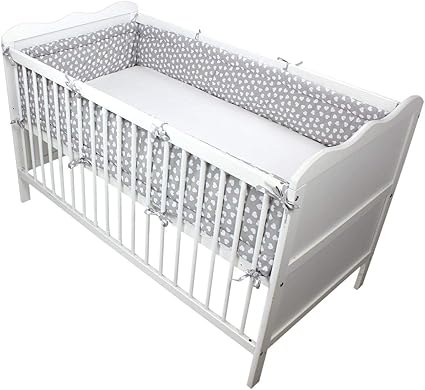 Tuptam Tour De Lit Bebe Long Rembourre Protection Coeurs Blancs Gris 4x30cm Lit 140x70 Amazon Fr Cuisine Maison