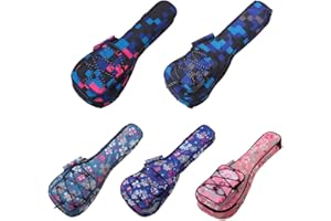 HOT SEAL 10MM Waterproof Durable Colorful Ukulele Case Bag with Storage (21in, Pink flowers)