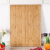 24" Bamboo Cutting Boards for Kitchen, Extra Large Wood Cutting Board with Deep Juice Groove and Handle, Over the Sink Chopping Board, Heavy Duty Butcher Block for Turkey, Meat, Vegetables, BBQ