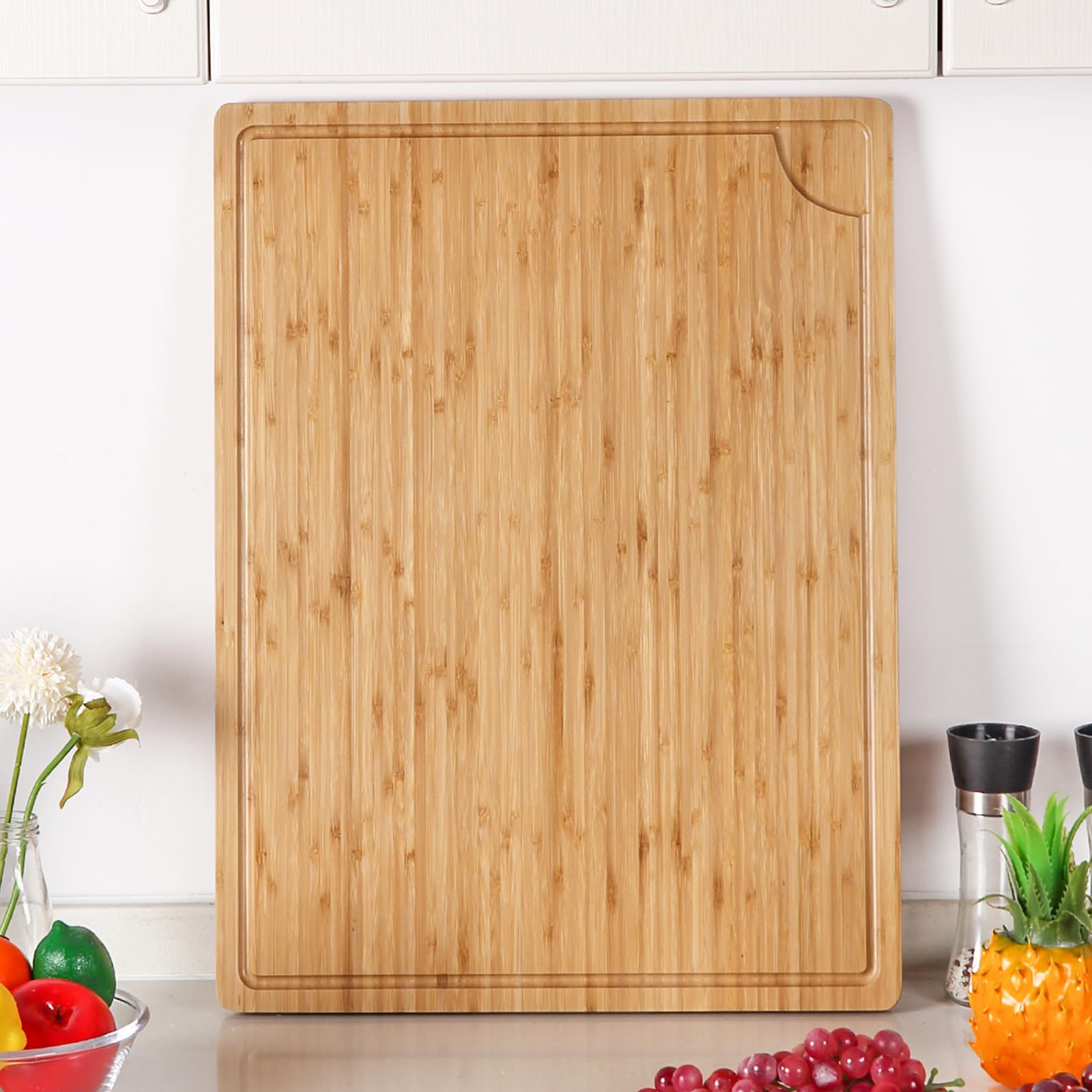 Photo 1 of 24" Bamboo Cutting Boards for Kitchen, Extra Large Wood Cutting Board with Deep Juice Groove and Handle, Over the Sink Chopping Board, Heavy Duty Butcher Block for Turkey, Meat, Vegetables, BBQ