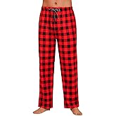 ENJOYNIGHT Mens Flannel Pajama Pants 100% Cotton Lounge Bottoms Plaid Pjs