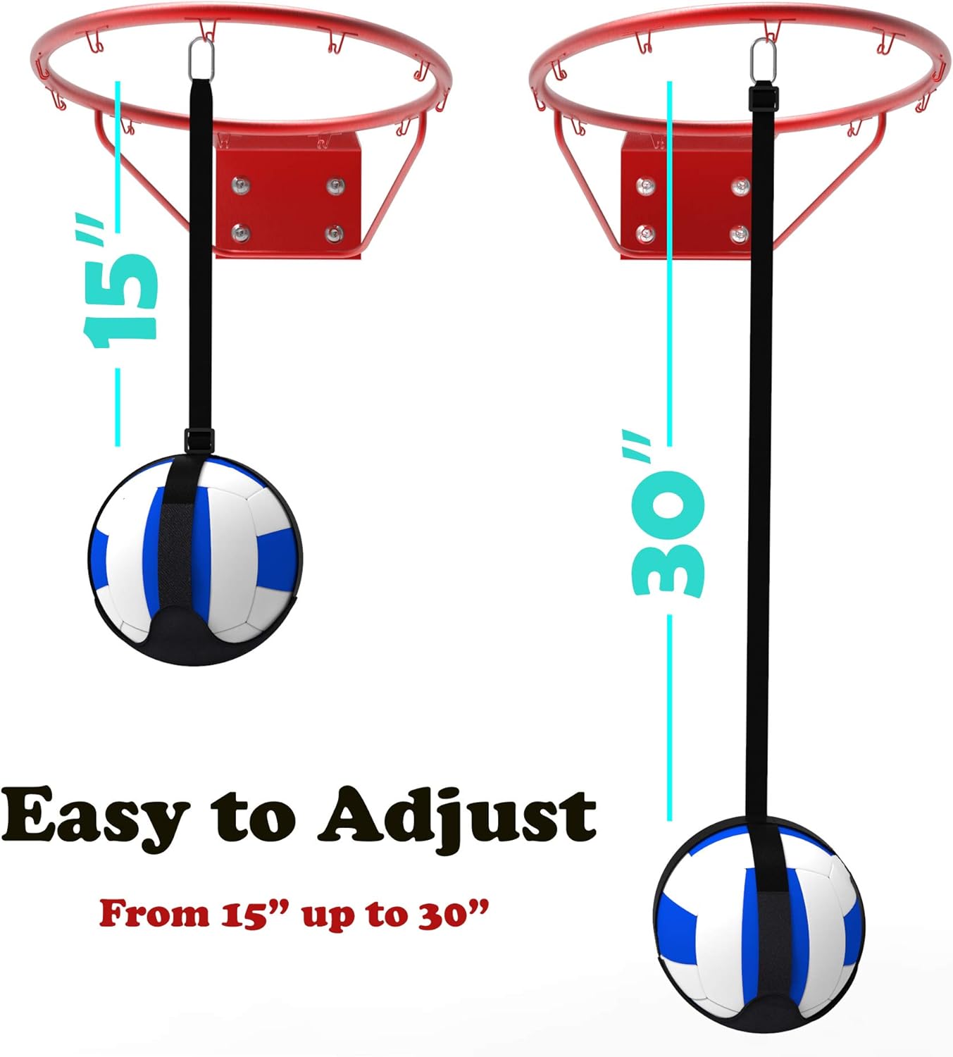 Volleyball Spike Trainer Basketball Hoop - Great Home Training Equipment for Improving Spiking, Jumping and Arm Swing Mechanics - Adjustable Length Ball Holder, Ball Rim Cover, Air Pump, Reaction Ball : Sports & Outdoors