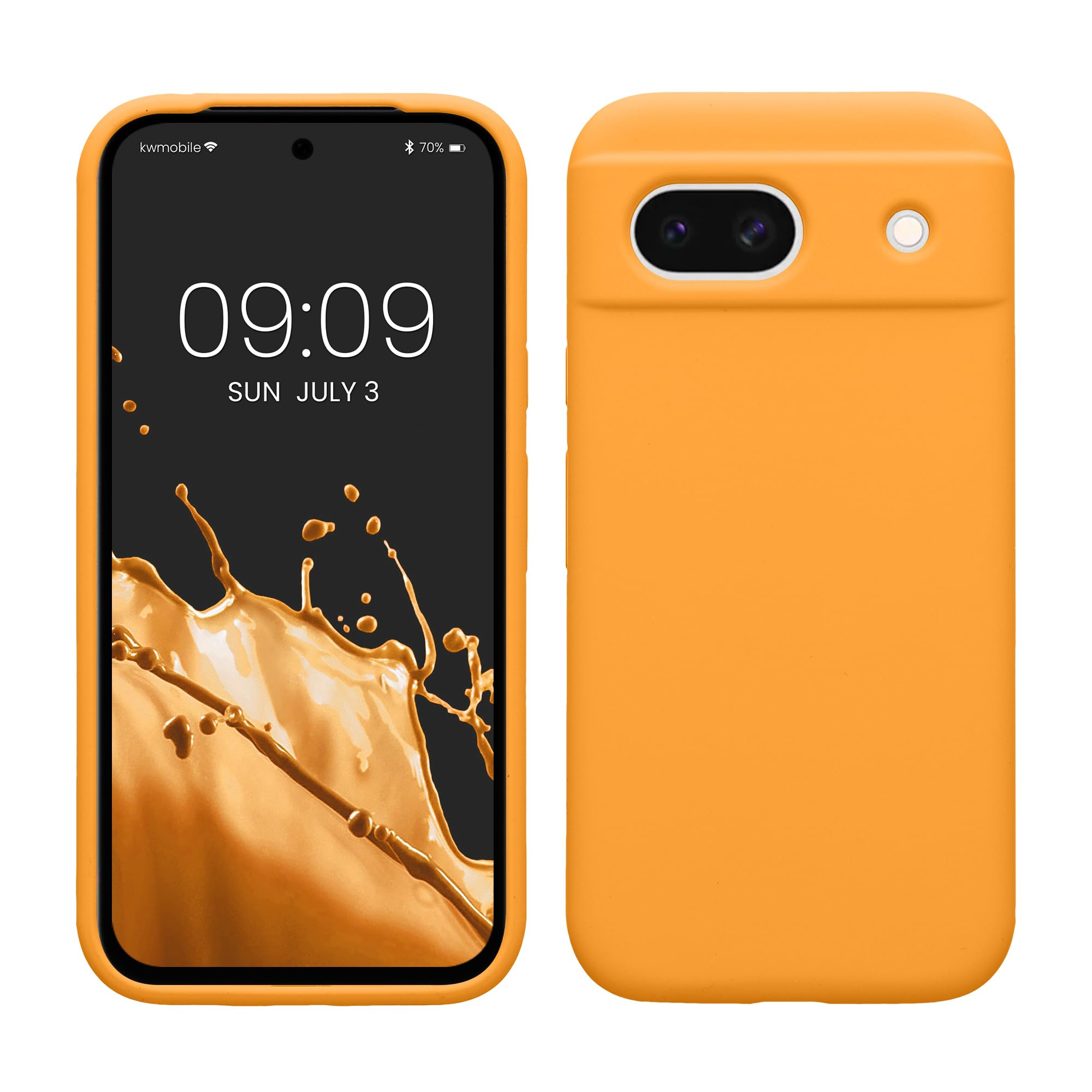 kwmobile Case Compatible with Google Pixel 8a Case - TPU Silicone Phone Cover with Soft Finish - Fruity Orange