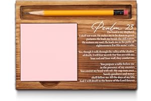 AKEKE Bible Verse Psalm 23 Gifts Sticky Note Holder, The Lord is My Shepherd Christian Prayer Office Art Decor, Inspirational Motivational Quotes Religious Scripture Self-Stick Note Pad Holders GAA33